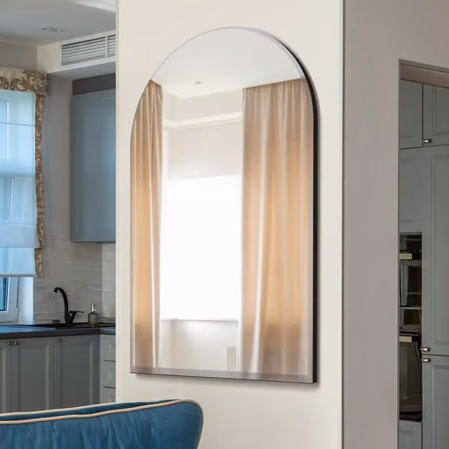 MirrorOutlet Arched Modern Venetian Glass Wall Mirror, Clear, W: 80 cm, H: 120 cm