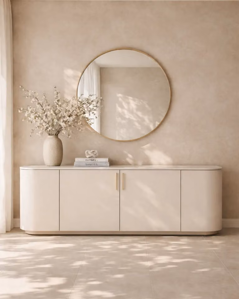 Tommy Franks Oakura Buffet in Matte Beige, W: 200.0 cm, D: 45.0 cm, H: 75.0 cm