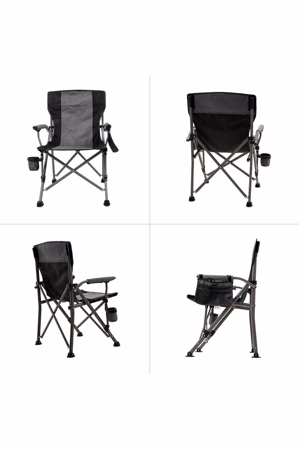 Garden Sanctuary Grey Portable Folding Camping Chair with Armrests – 2