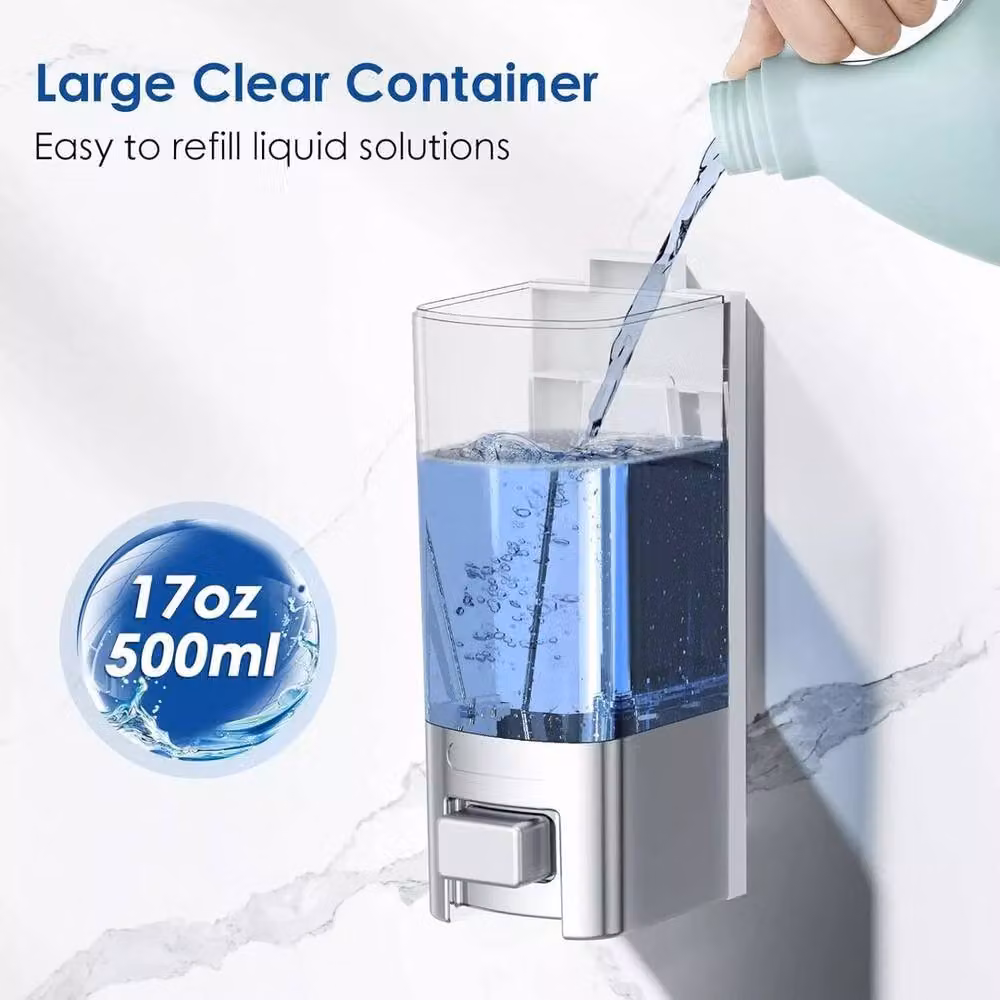 SPETLEK Set of 2 White Wall-Mounted Plastic Liquid Soap Dispensers with Pump – 2
