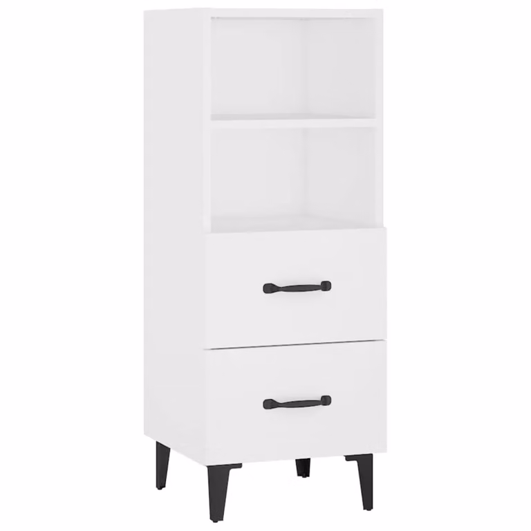 Berkfield Home White Sideboard in Engineered Wood, W/D/H: 34.5 x 34.5 x 90 cm