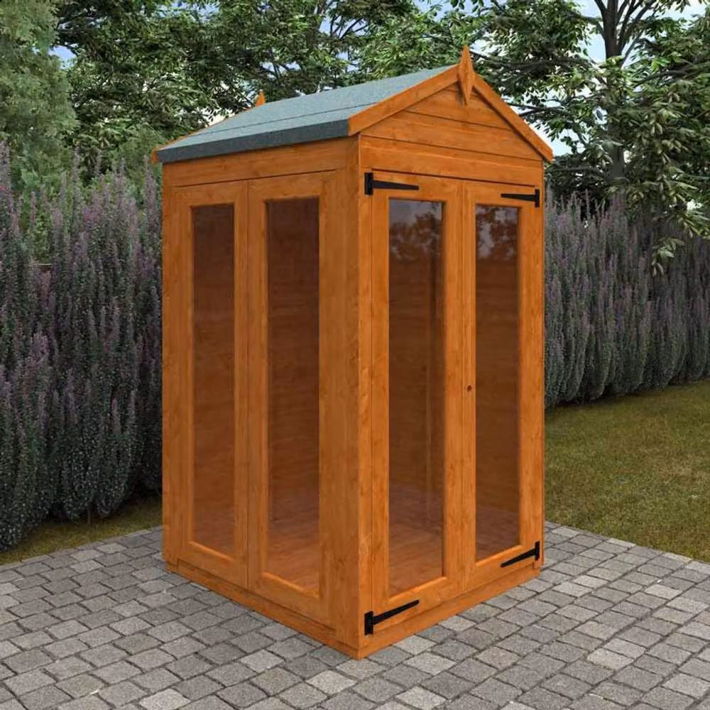 Buttercup Farm 4x4 Flex Apex Full Pane Summerhouse 12mm Flex in Burnt Orange, W: 115 cm, D: 123.8 cm, H: 219.2 cm – 2