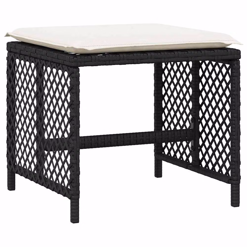 Berkfield Home 9 Piece Black Poly Rattan Garden Dining Set with Cushions and Glass Table – 4