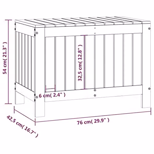 vidaXL Garden Storage Box in Black Solid Pine Wood, W/D/H: 76 x 42.5 x 54 cm – 3