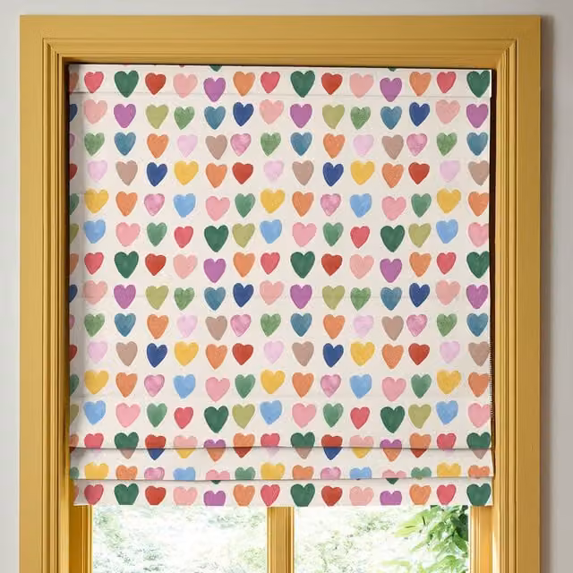 Wee Blue Bell Made To Measure Multicolour Love Hearts Blackout Roman Blind