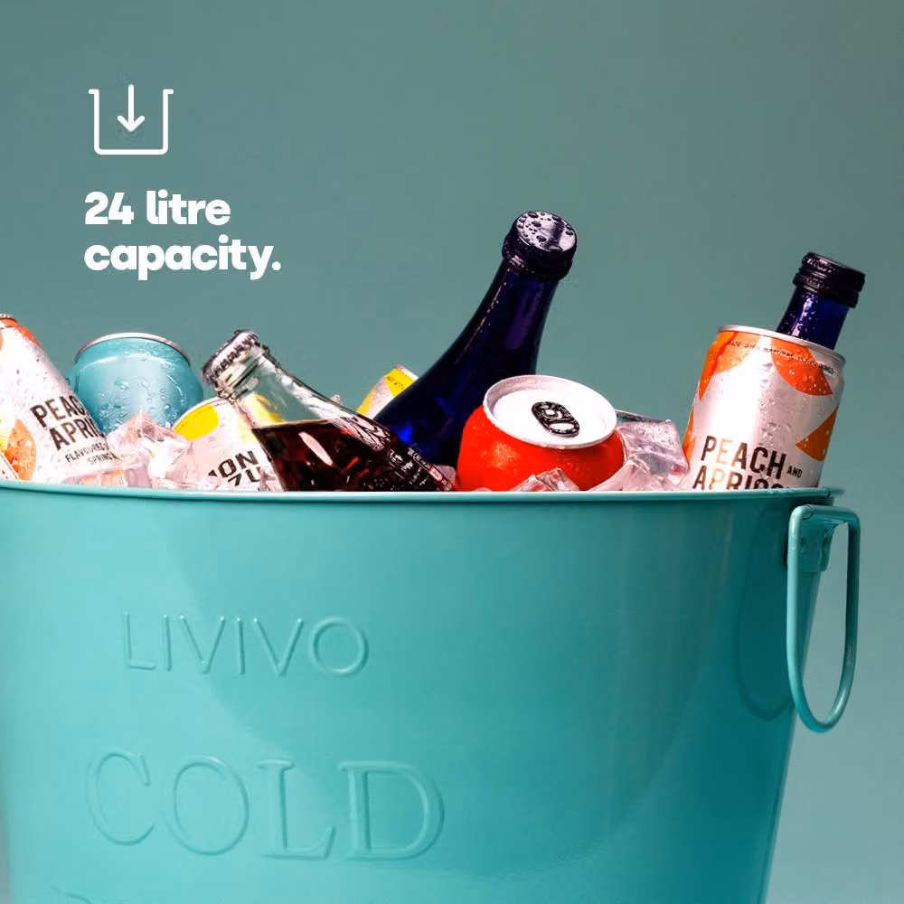 LIVIVO Galvanised Steel Drinks Bucket in Turquoise – 3
