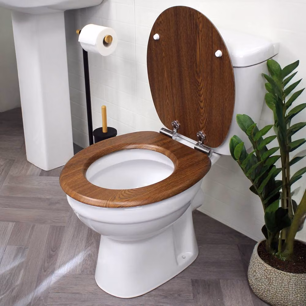 Showerdrape Norfolk Soft Close Beech Wooden Toilet Seat in Brown W/D/H: 44.5 x 37.5 cm – 5