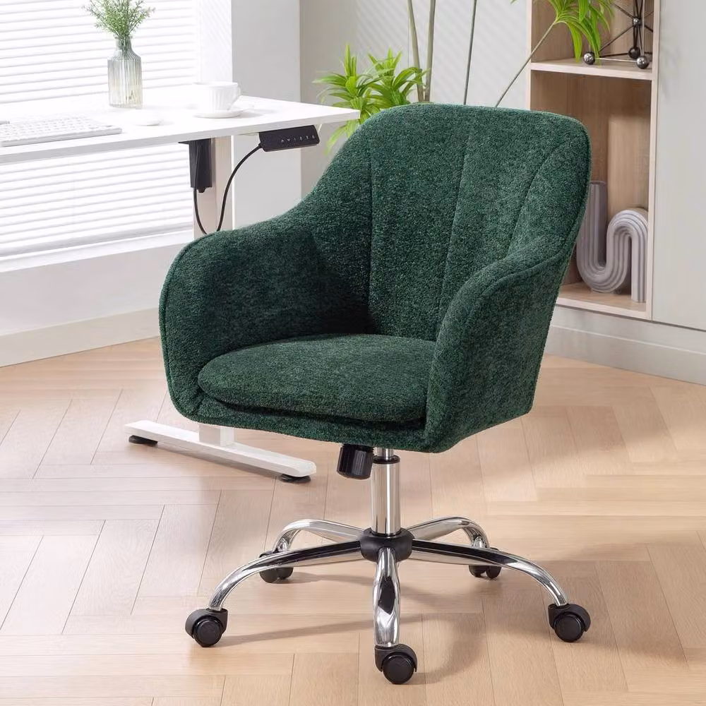 Havendro Modern Snow Flannel Green Upholstered Swivel Task Chair for Home Office and Bedroom – 3