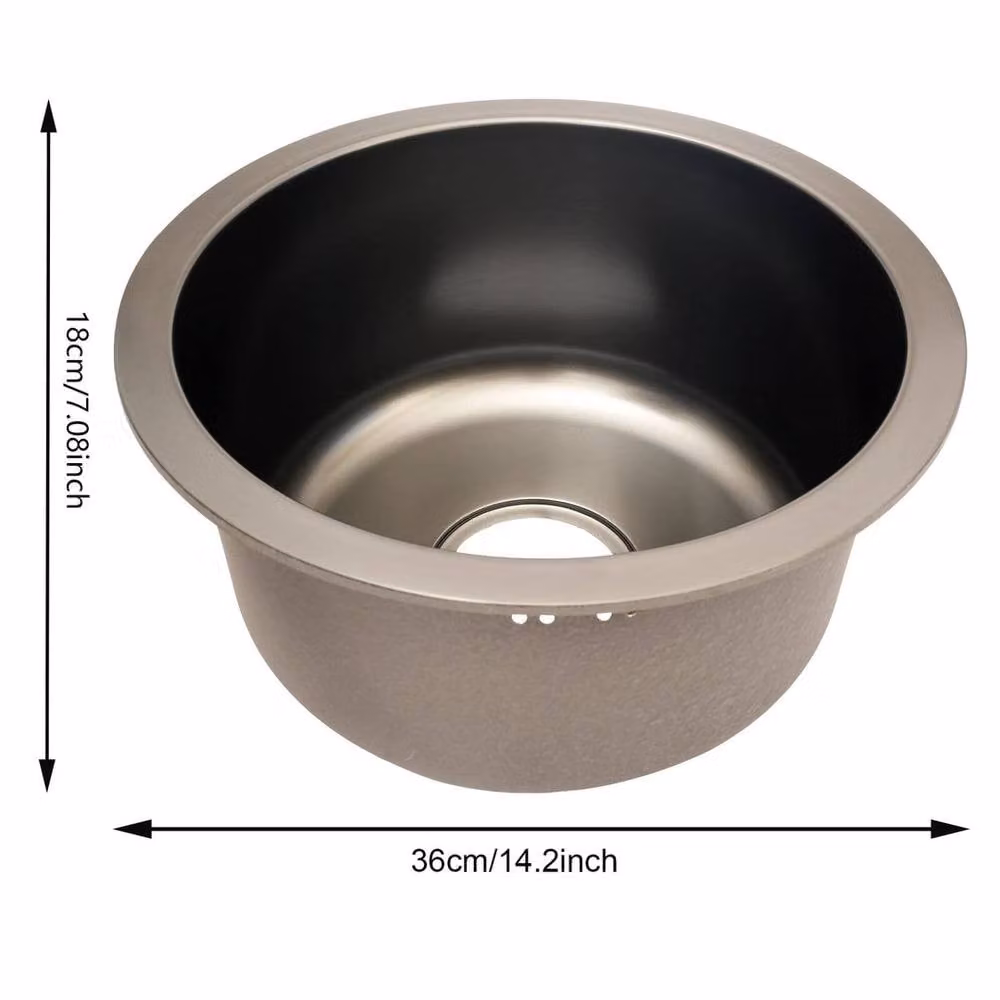 Kelvenix Black Stainless Steel Round Kitchen Sink – 1