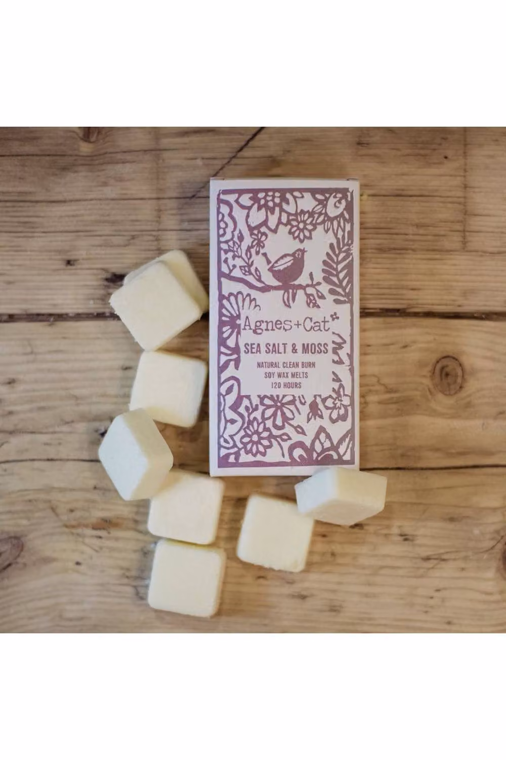 Agnes & Cat Sea Salt & Moss Soy Wax Melts, Box of 8, White – 2