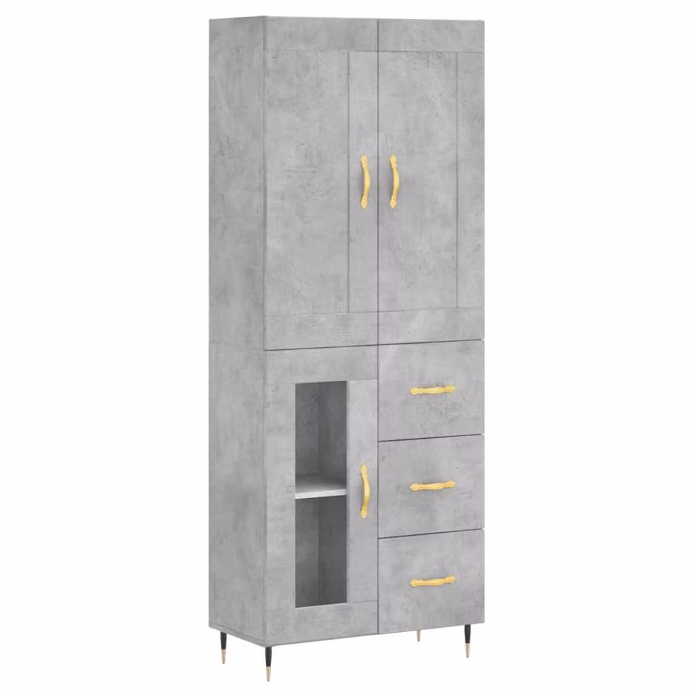 Berkfield Home Modern Highboard in Concrete Grey, W/D/H: 69.5 x 34 x 180 cm – 3