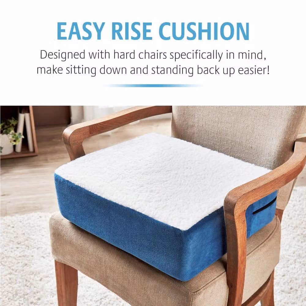 Coopers of Stortford Sherpa Fleece Topped Booster Cushion with Removable Machine Washable Cover in Blue Multicolour – 2