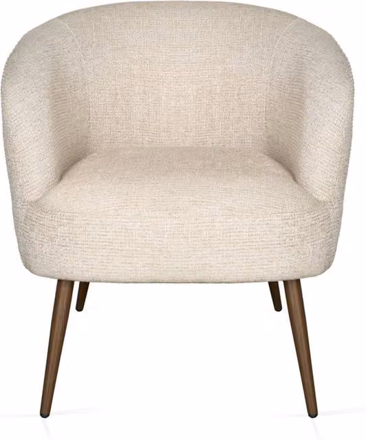 SONARA Mid Century Curved Barrel Accent Chair in Beige Fabric with Metal Frame