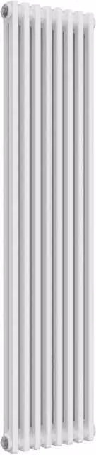 Bathroom Kingdom Colona White 2 Column Vertical Traditional Wall Hung Steel Radiator H: 150 cm, W: 38 cm
