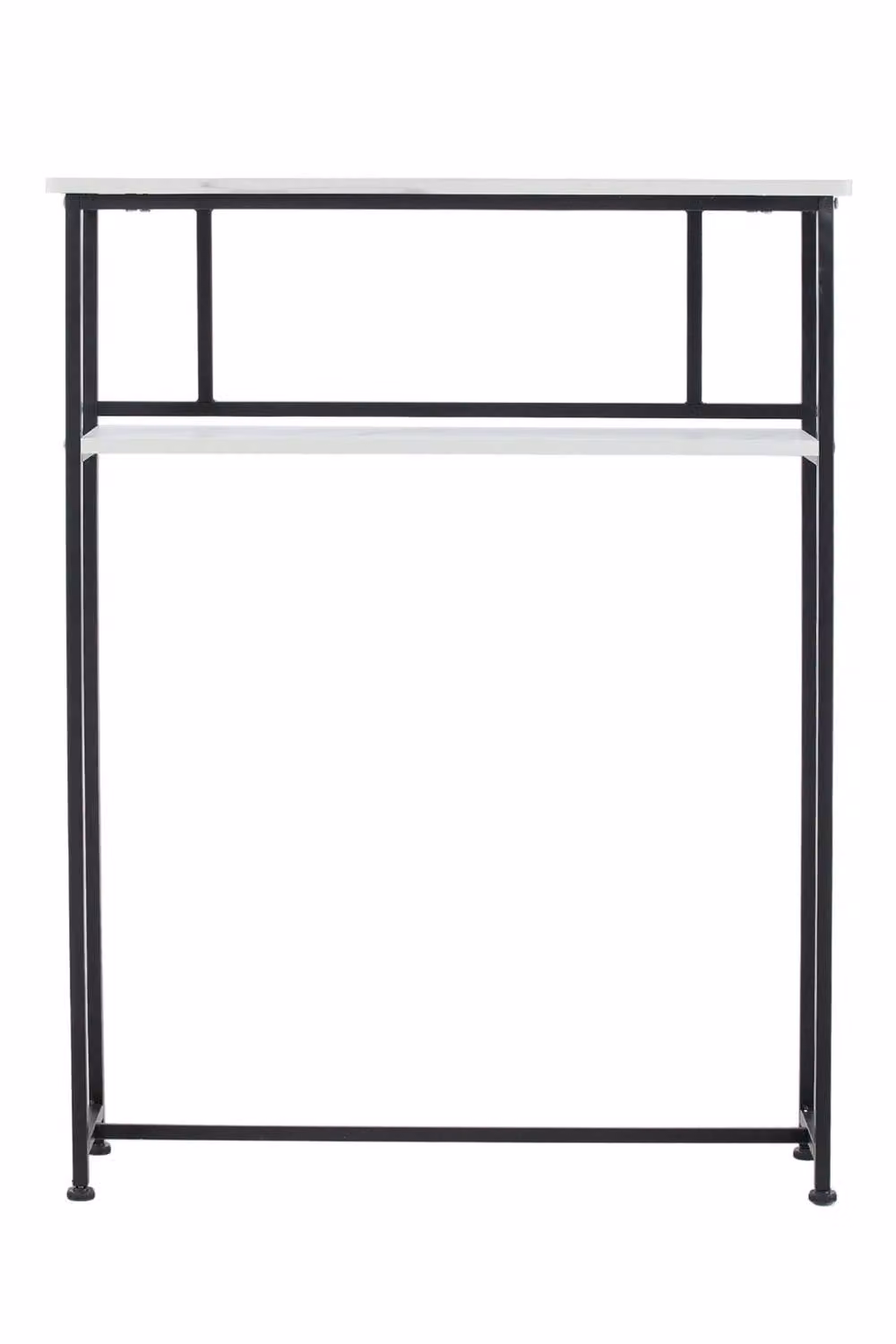 Living and Home 2-Tier Narrow Marble-Effect Console Table in White – 3