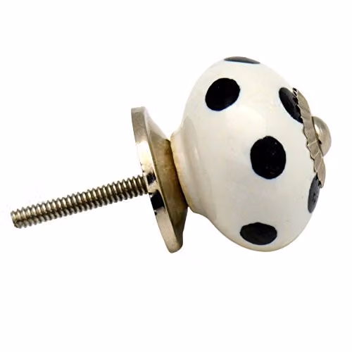 Nicola Spring Round Ceramic Cabinet Knobs in White and Black Spot, Pack of 6 – 2
