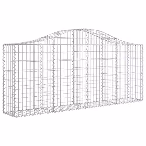 vidaXL Arched Gabion Baskets, 12 Pieces, Silver Galvanised Steel, W/D/H: 200 x 30 x 80/100 cm – 1
