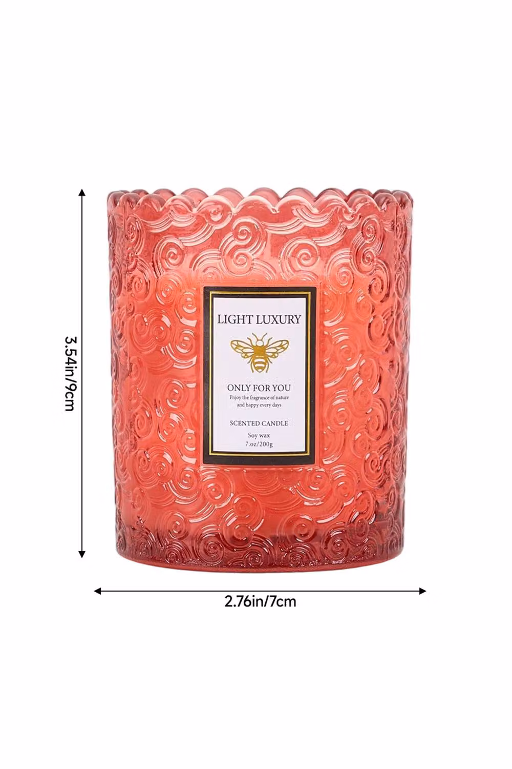 Living and Home Red Embossing Glass Soy Wax Scented Votive Candle – 2