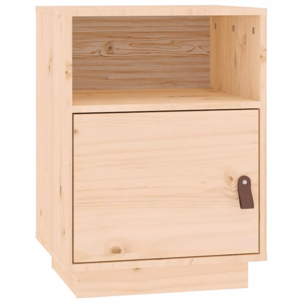 Berkfield Home Beautiful Bedside Cabinet in Solid Pine Wood, Beige, W/D/H: 40 x 34 x 55 cm – 2