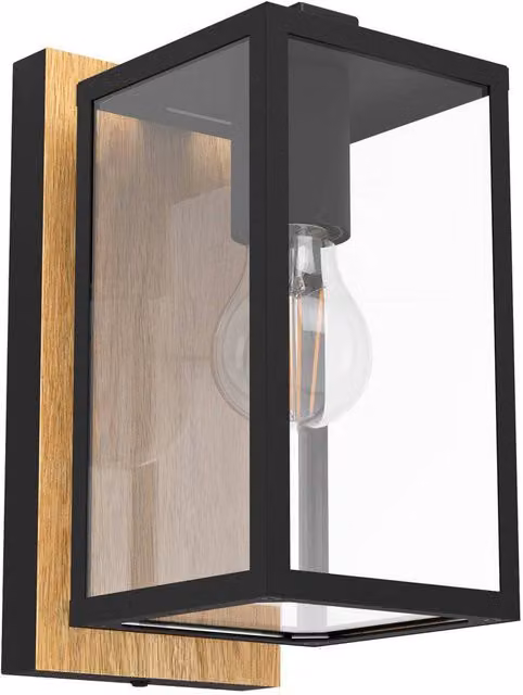 Loops Modern Black and Brown Metal Wall Light with Glass Shade – 1
