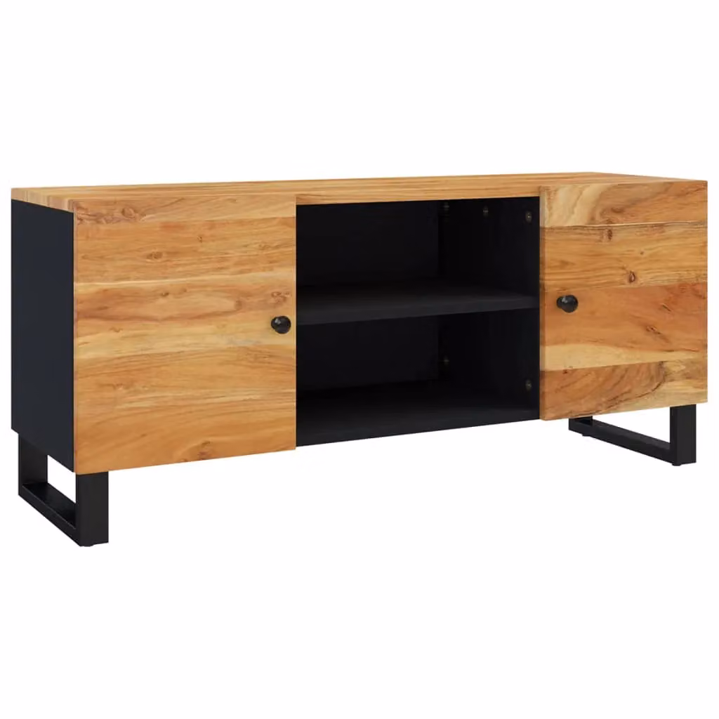 Berkfield Home Solid Wood Acacia TV Cabinet in Black, W/D/H: 105 x 33 x 46 cm – 2