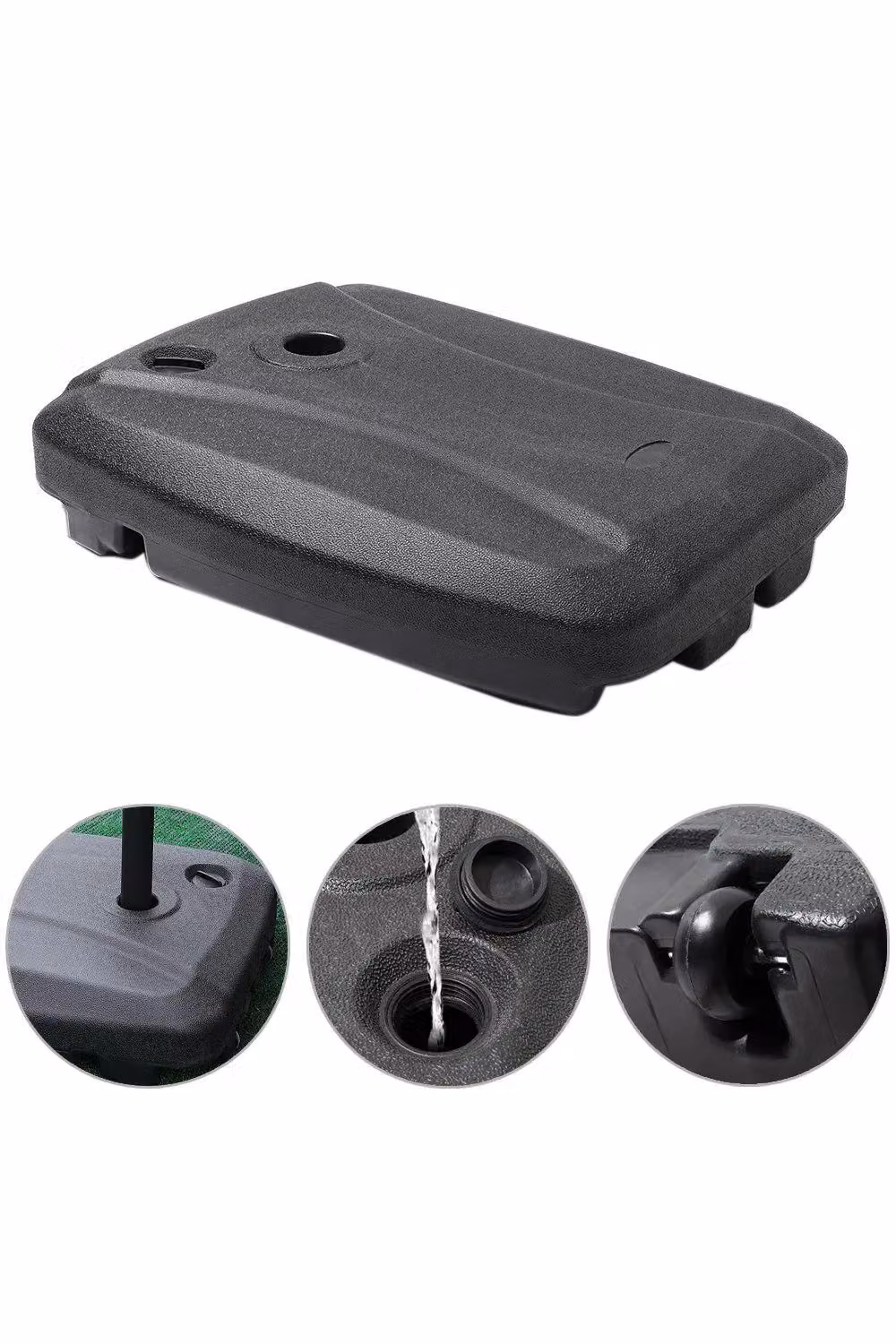 Garden Sanctuary Black Plastic Rectangle Parasol Base for Water or Sand Filling – 4