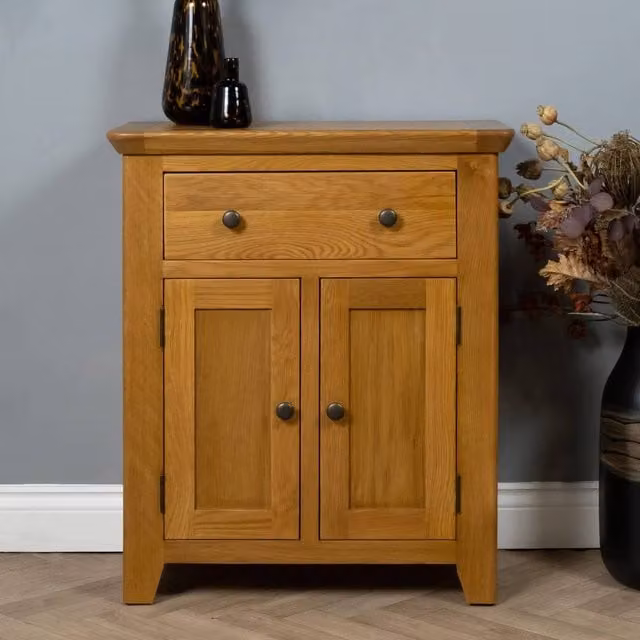 Elm Home And Garden Small 2 Door Oak Sideboard in Brown