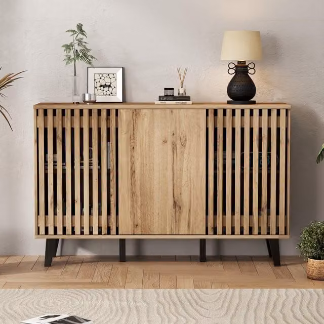 Aosom UK Modern Vintage Sideboard with Openwork Wooden and Panel Doors, 6 Compartments, W: 40 cm, D: 40 cm, H: 95 cm – 1