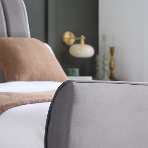 Birlea Clover Upholstered Velvet Bed Frame in Grey with Gold Details, W/D/H: 150 x 180 x 219 cm – 8