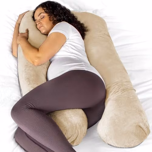Aamira U Shaped Memory Foam Pregnancy Pillow in Grey and Multicolour Velvet