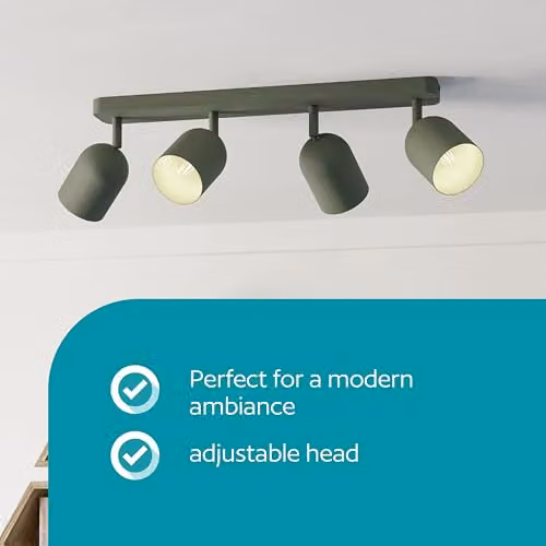 Eglo Tilston Minimalist 4-Light Metal Ceiling Spotlight Bar in Green – 2