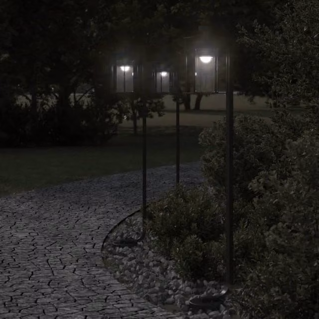 Berkfield Home Black Stainless Steel Outdoor Floor Lamp, Height: 100 cm