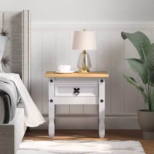 vidaXL CORONA White Solid Pine Wood End Table W/D/H: 50 x 50 x 50 cm – 2
