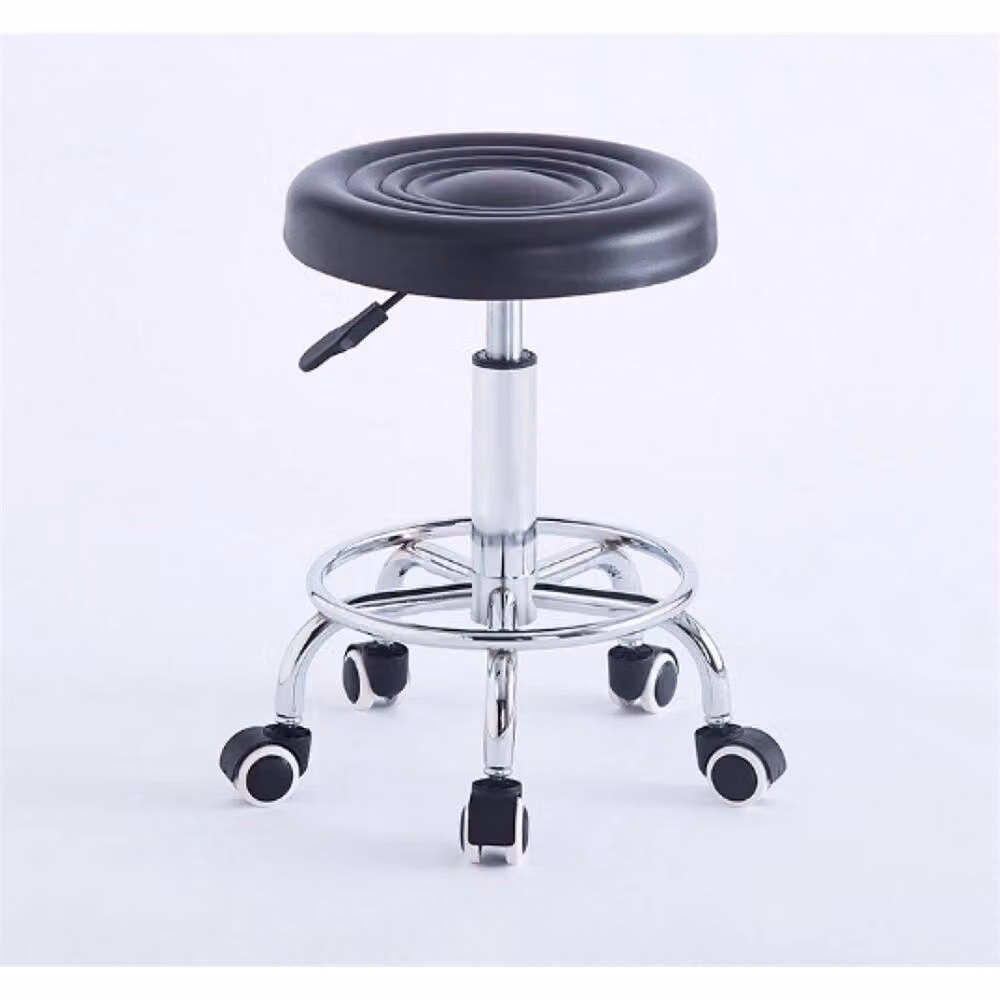 Nordara Adjustable Swivel Salon Spa Stool in Black with Synthetic Leather and Castors – 4