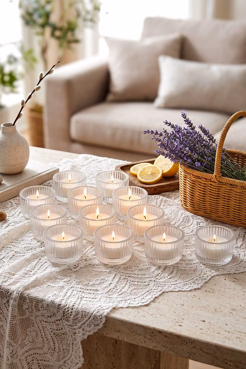 Living and Home 12 Pack Clear Glass Round Tealight Candle Holders – 2