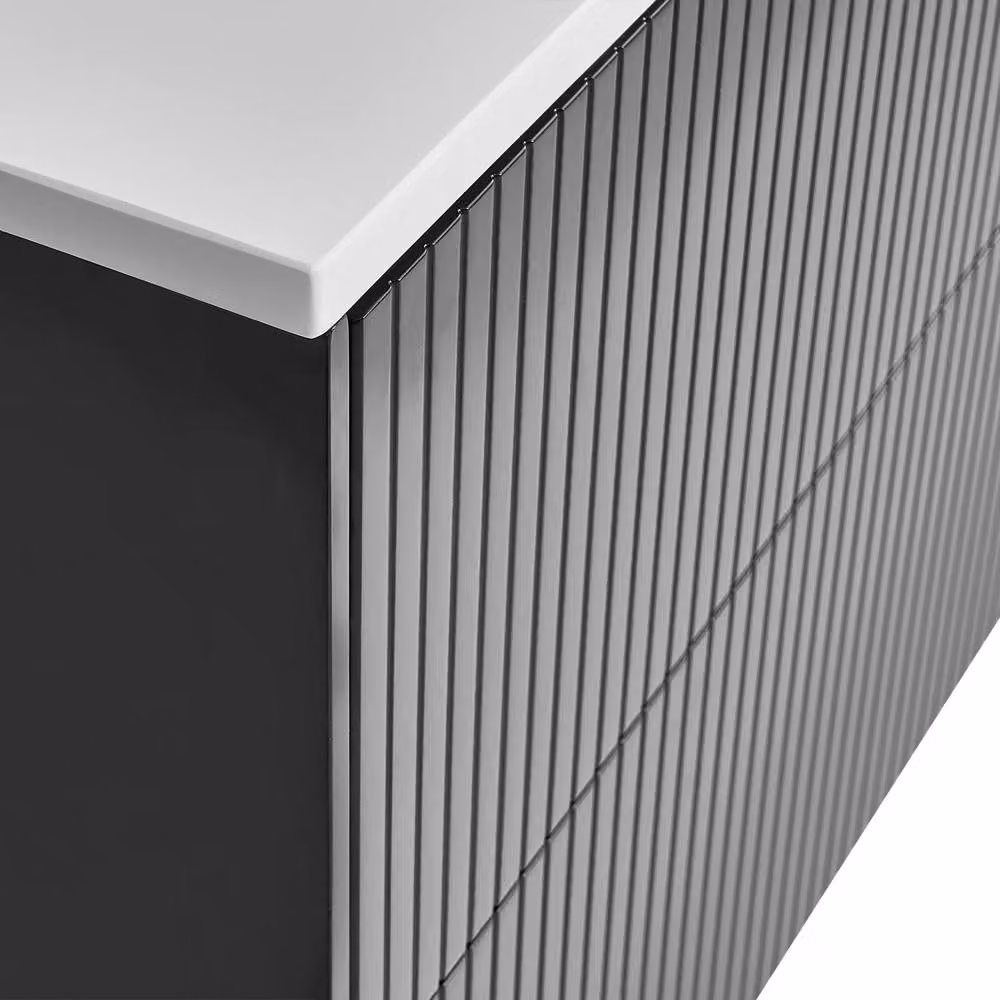 Wyld and Coco Black MDF Wall-Mounted Cabinet with Fluted Front, W: 60.0 cm, D: 48.0 cm, H: 52.0 cm – 7