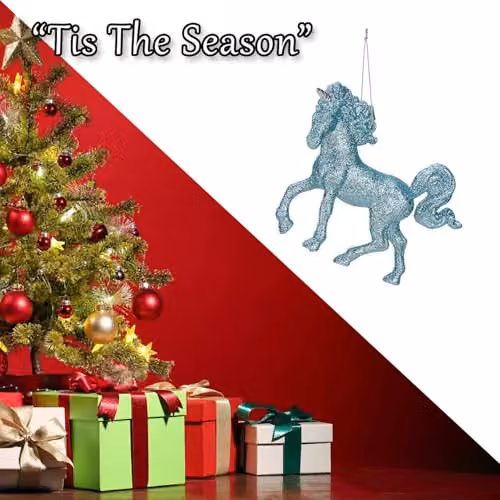 VFM e-Store Ice Blue Hanging Unicorn Christmas Tree Ornament, 13cm – 5