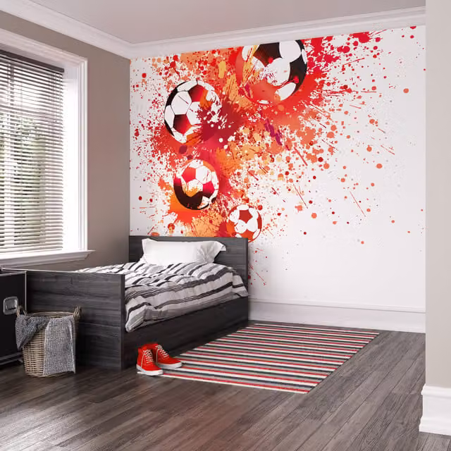 Origin Murals Football Splash Abstract Wall Mural in Red