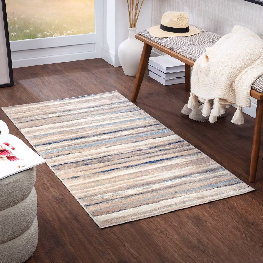 Livabliss Roma Modern Abstract Rug in Grey, Brown and Multicolour, W: 80 cm, L: 220 cm – 2