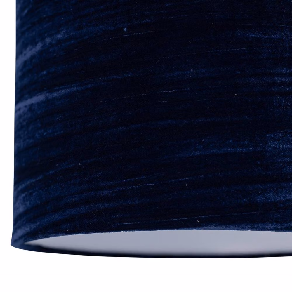 First Choice Lighting Blue Crushed Velvet Cylinder Pendant Light Shade, Diameter: 25 cm – 3