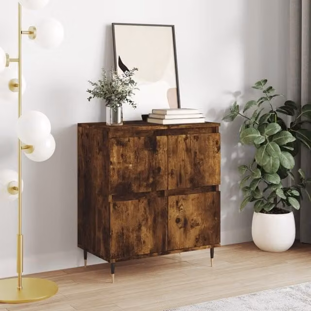 Berkfield Home Mid Century Smoked Oak Sideboard in Brown, W/D/H: 60 x 35 x 70 cm – 1