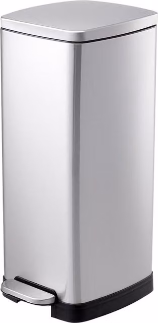 Livingandhome Stainless Steel Pedal Bin with Soft Close Lid, Silver, 30 l