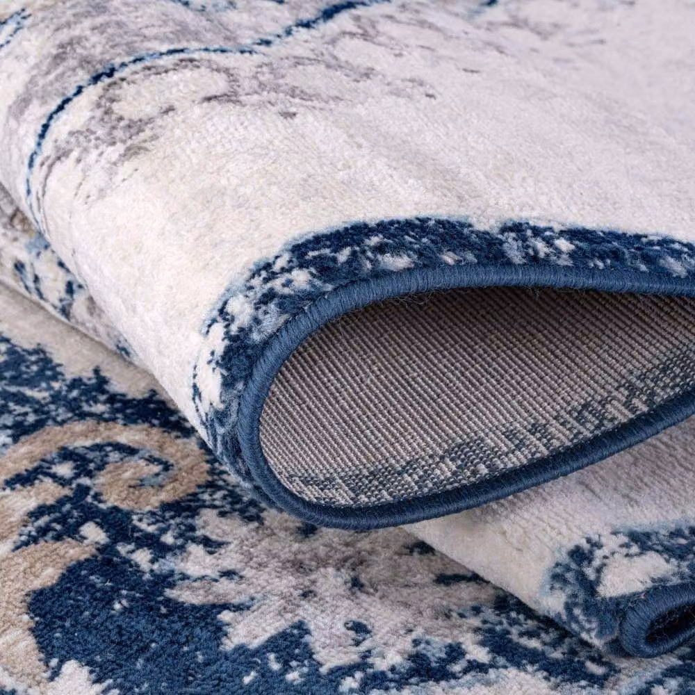 THE RUGS Montana Medallion Navy and Cream Living Room Area Rug W: 240 cm, D: 340 cm – 3