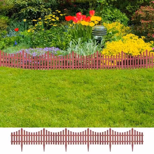 Berkfield Home 17 Piece Brown Plastic Lawn Dividers, 10 m