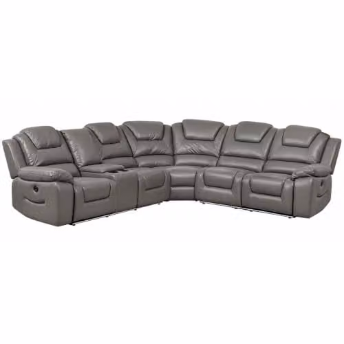 Furnishings For Less UK Oxbridge Grey 5 Seater Electric Recliner Corner Sofa with LED Lighting, USB Charging and Cup Holders