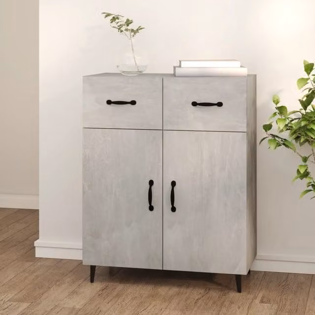 Berkfield Home Sideboard in Concrete Grey, W/D/H: 69.5 x 34 x 90 cm – 1