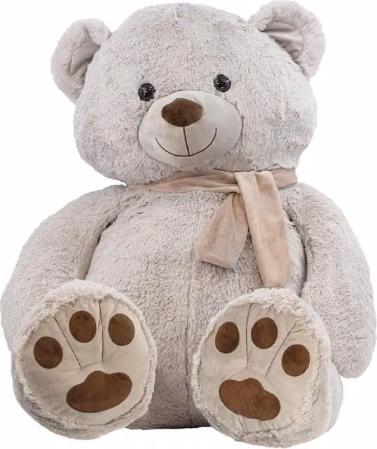 The Magic Toy Shop Giant Grey Plush Teddy Bear with Scarf, Height: 130 cm