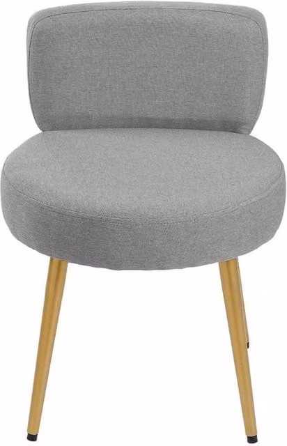 Kelvenix Grey Fabric Dressing Table Stool Pouffe with Metal Frame
