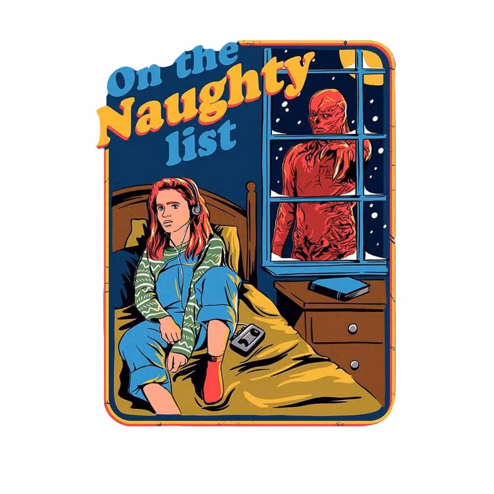 Stranger Things Christmas Naughty List Blue Paper Poster – 2
