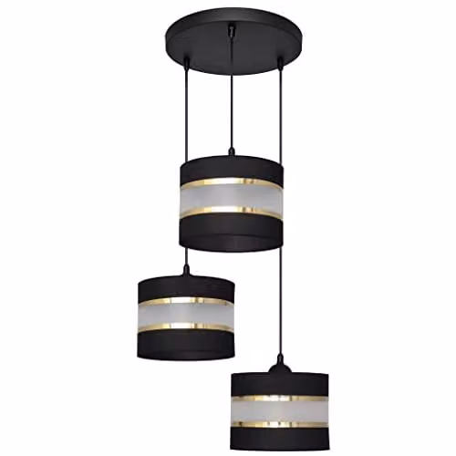 Netlighting Helen Cluster Pendant Ceiling Light in Black and Gold/Brass, Diameter: 35 cm